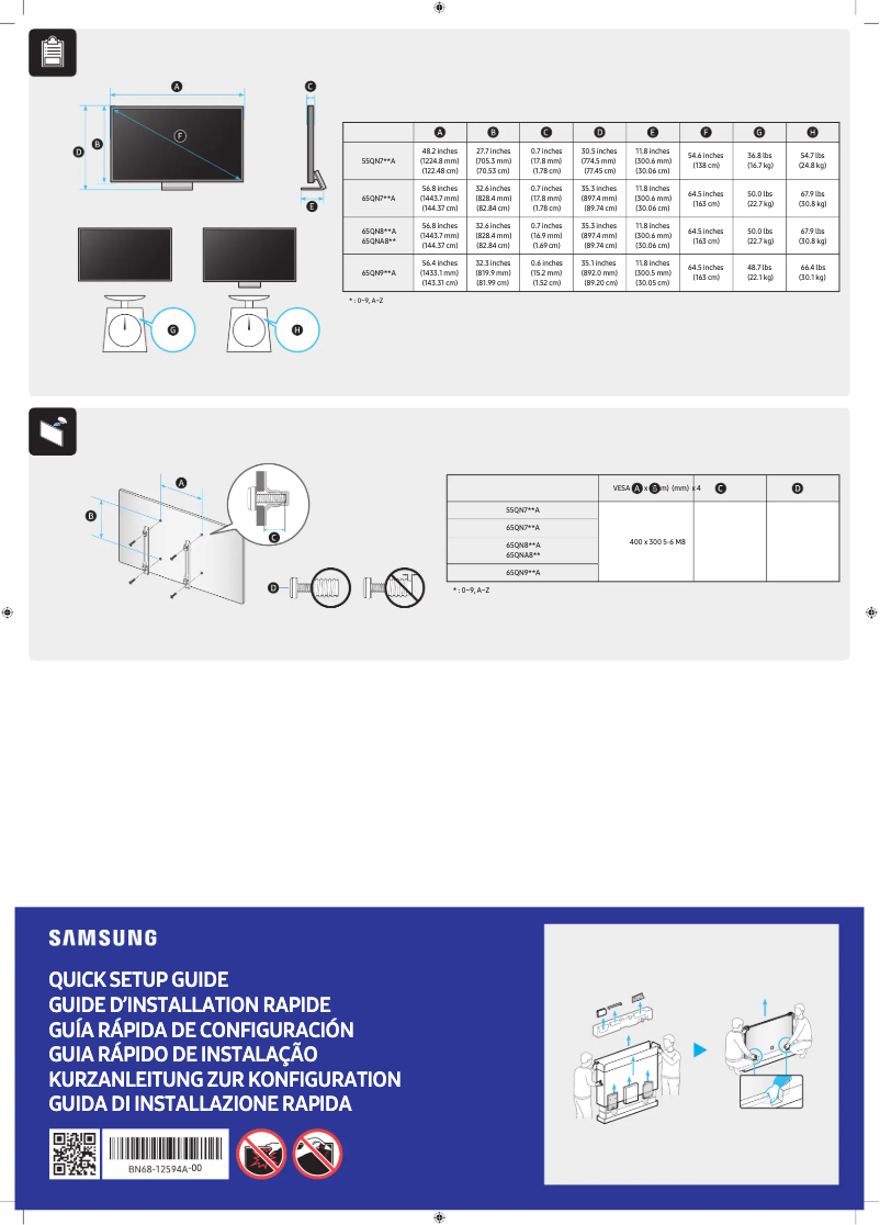 First page image of the manual for QA65QN700AK
