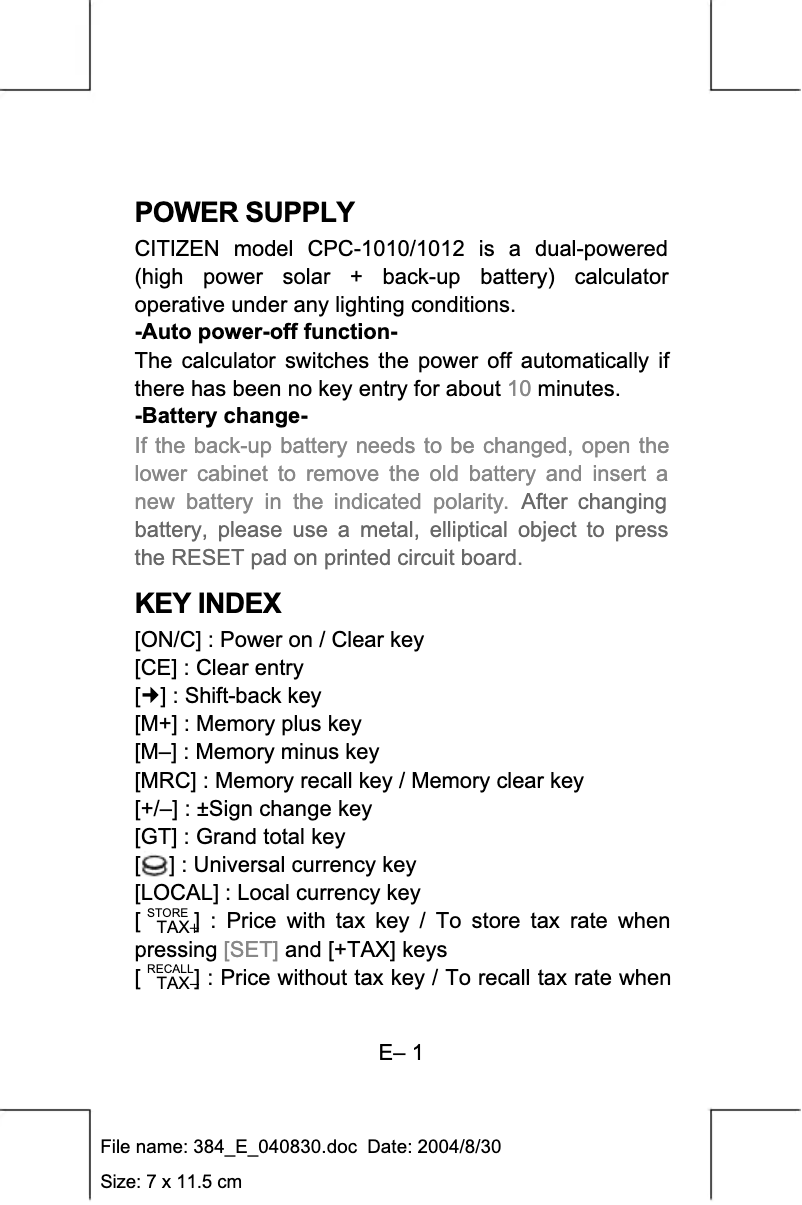 First page image of the manual for CPC1012