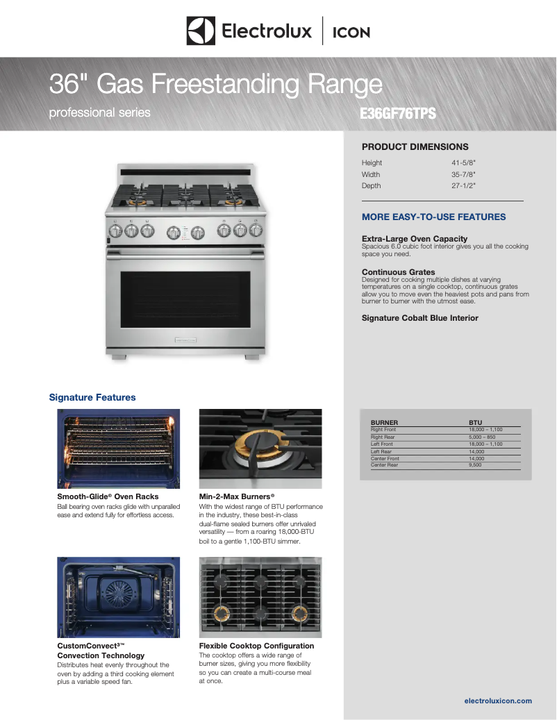 First page image of the manual for ICON E36GF76TPS