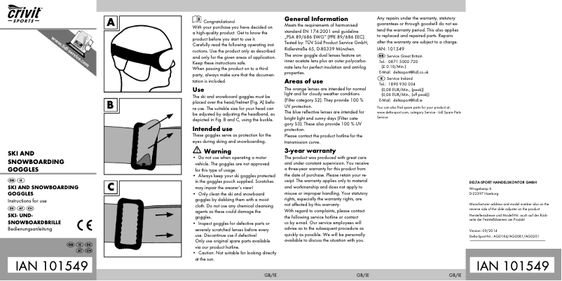 Page 1 of the manual User Manual Crivit IAN 101549