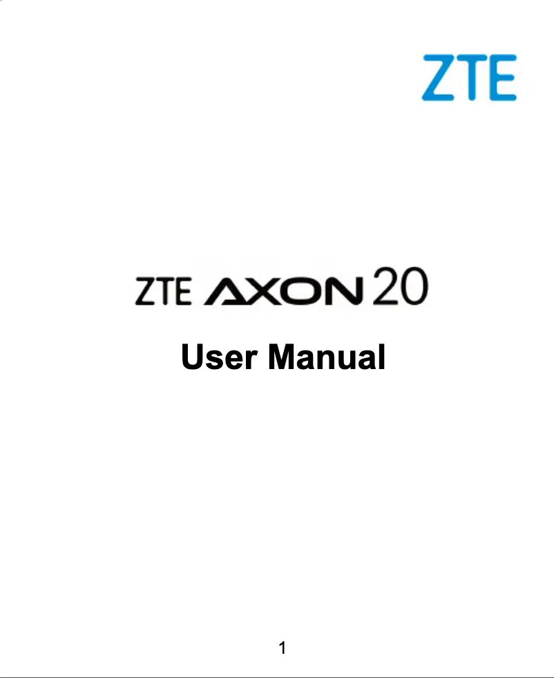 Page 1 of the manual User Manual ZTE Axon 20