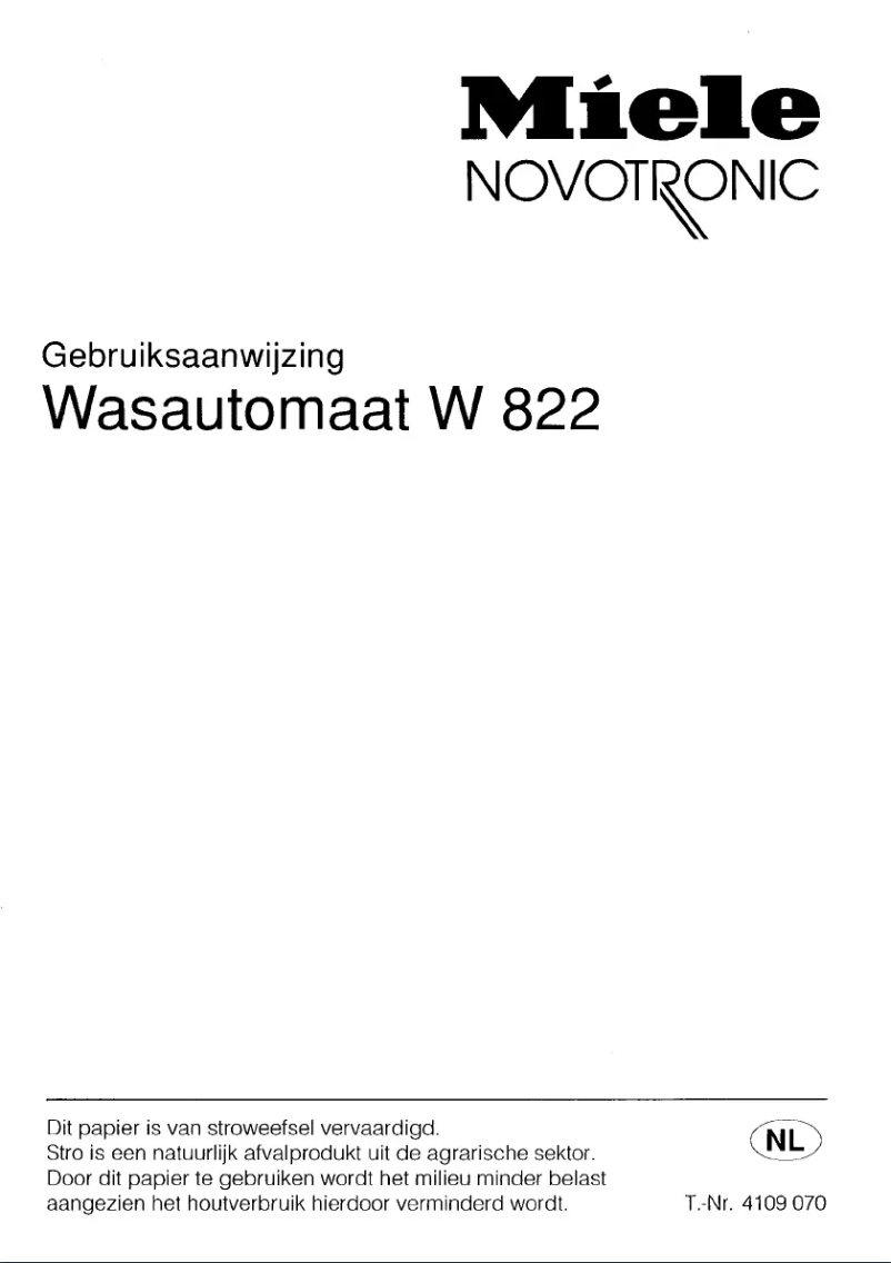 First page image of the manual for Novotronic W 822