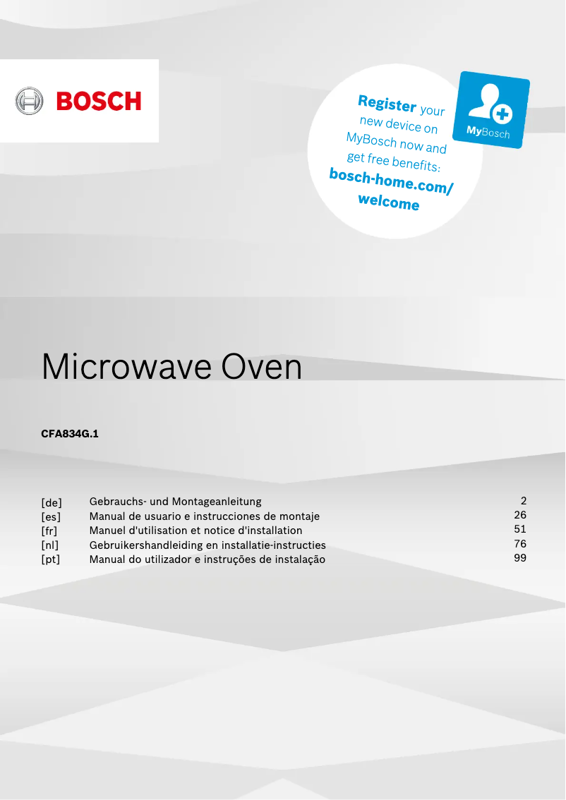 First page image of the manual for CFA834GC1