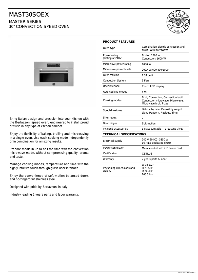 First page image of the manual for MAST30SOEX