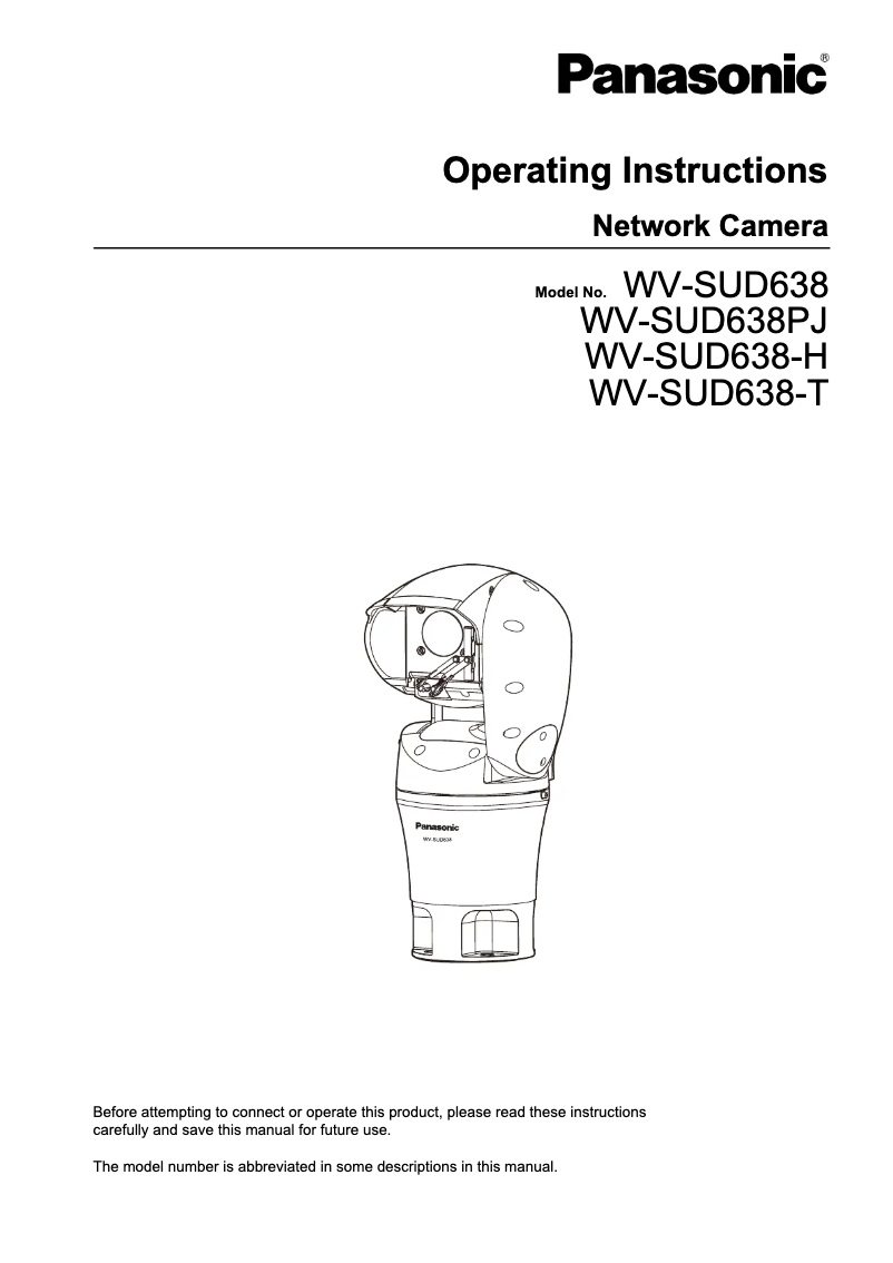 First page image of the manual for WV-SUD638-T