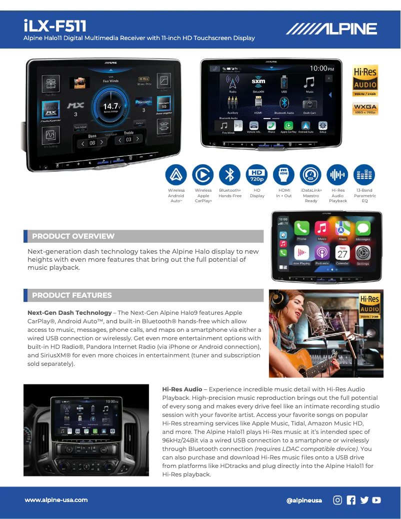 First page image of the manual for Halo11 iLX-F511