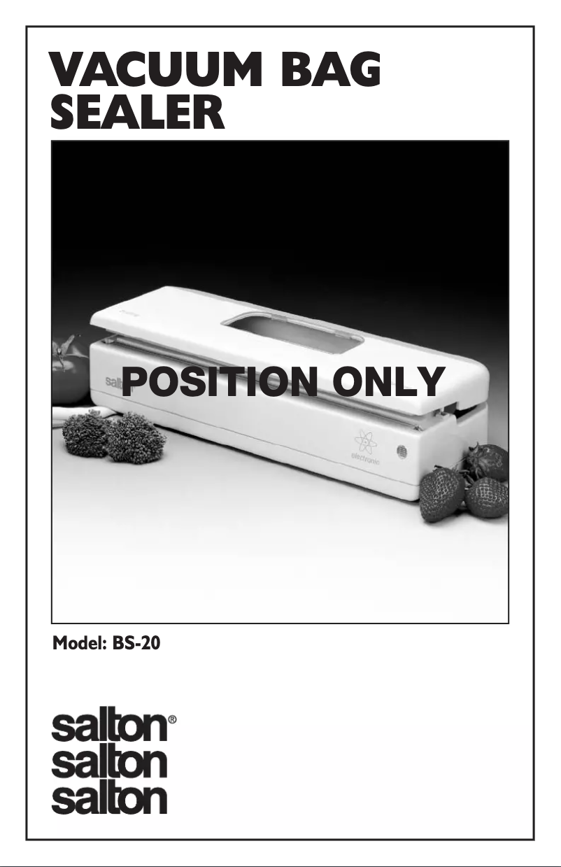 Page 1 of the manual User Manual Salton BS20