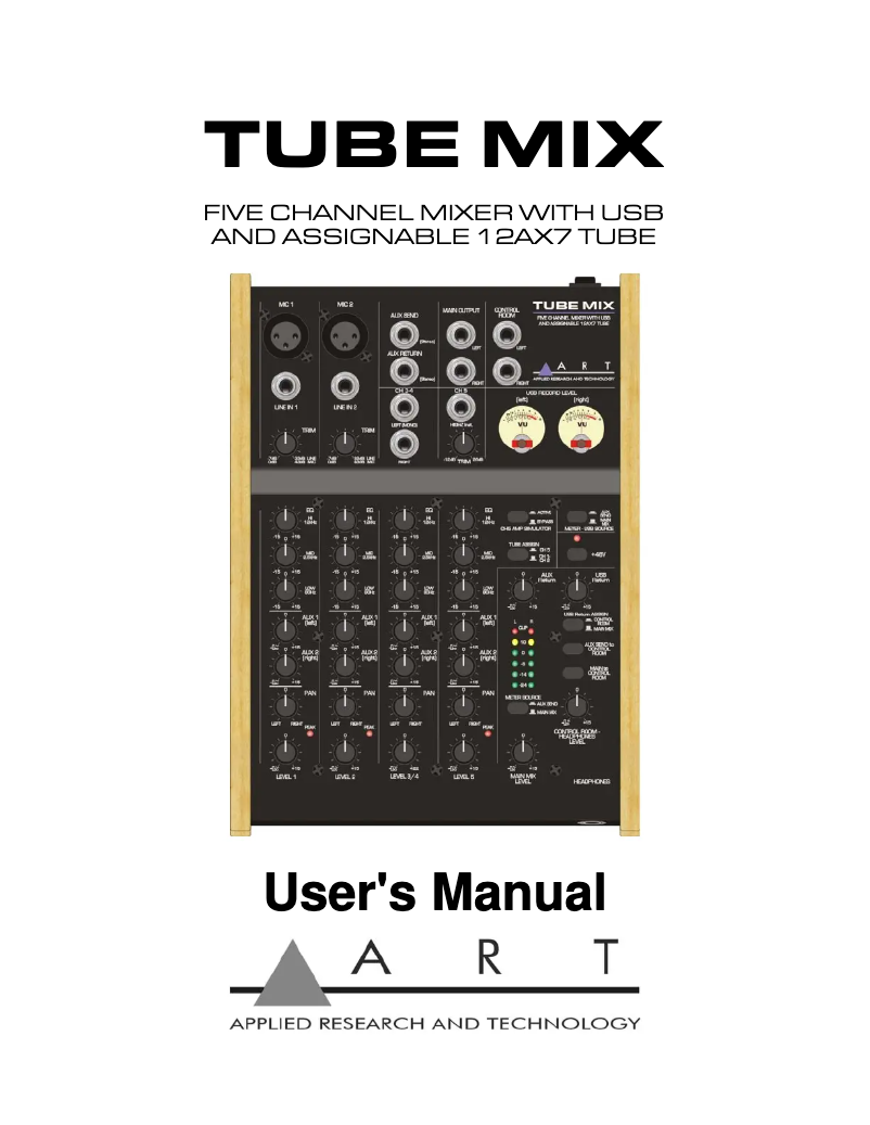 Page 1 of the manual User Manual ART TubeMix