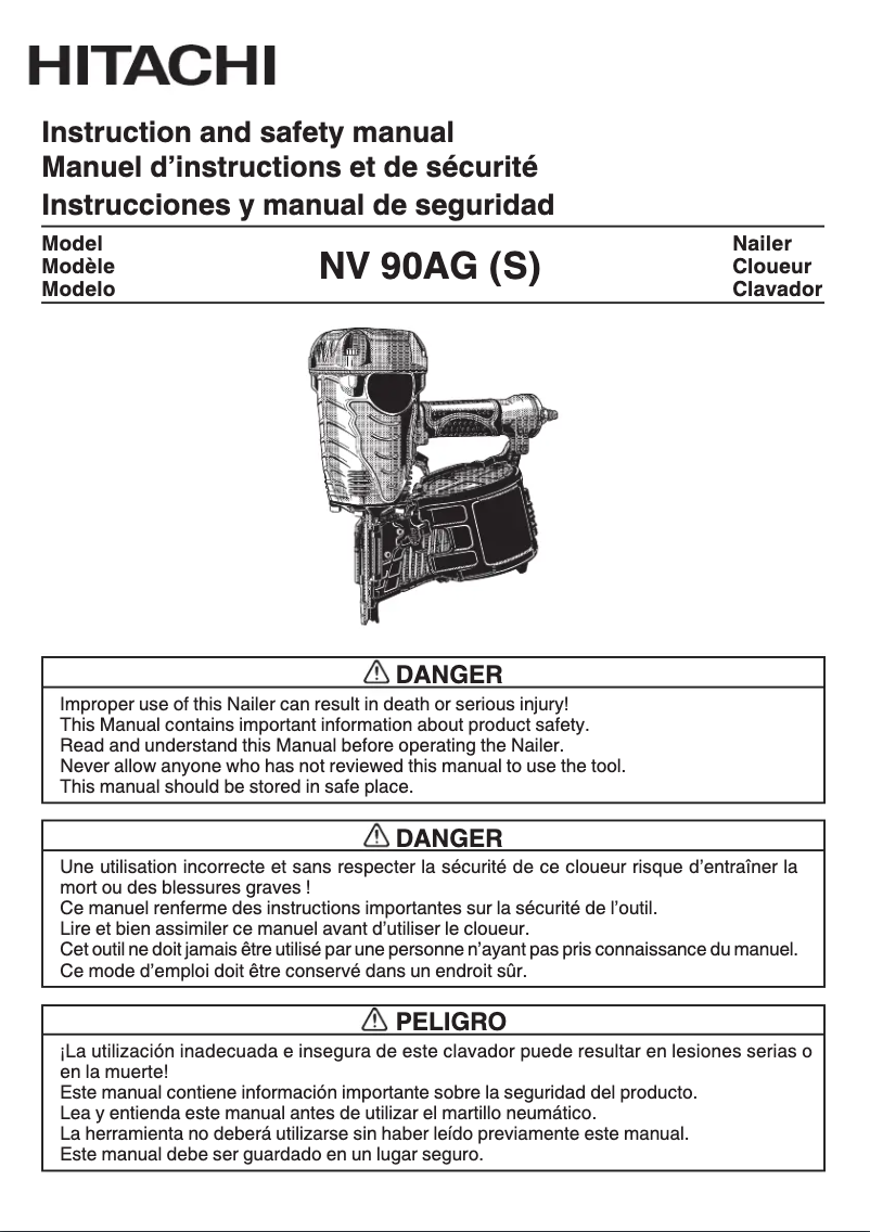 Page 1 of the manual User Manual HiKOKI NV90AG