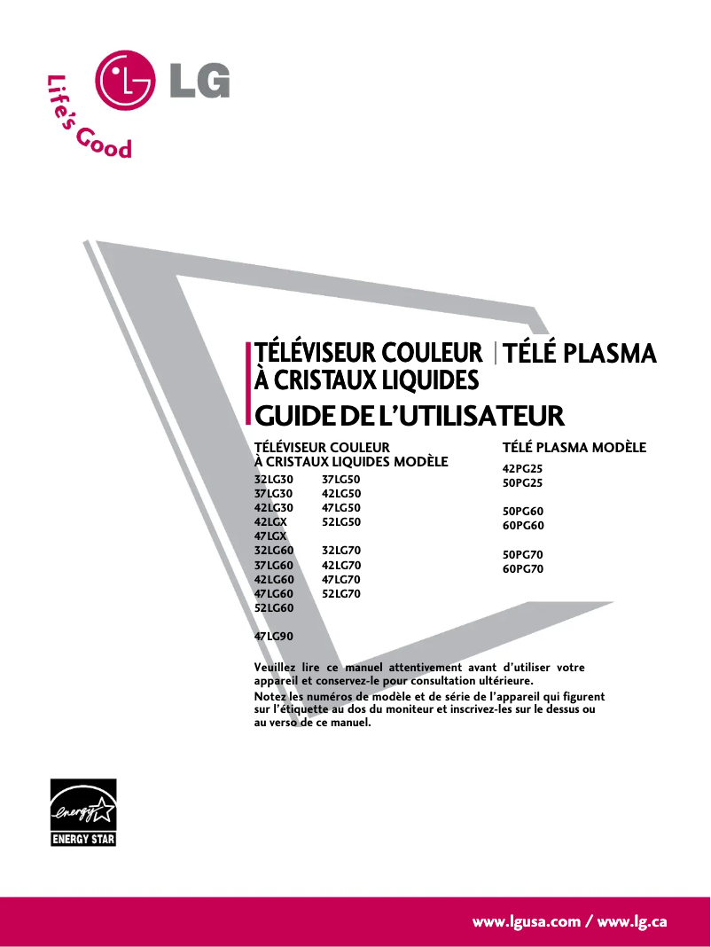 First page image of the manual for 42LG50