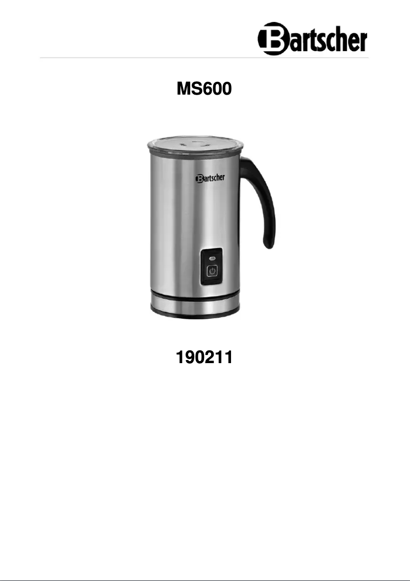 Page 1 of the manual User Manual Bartscher MS600