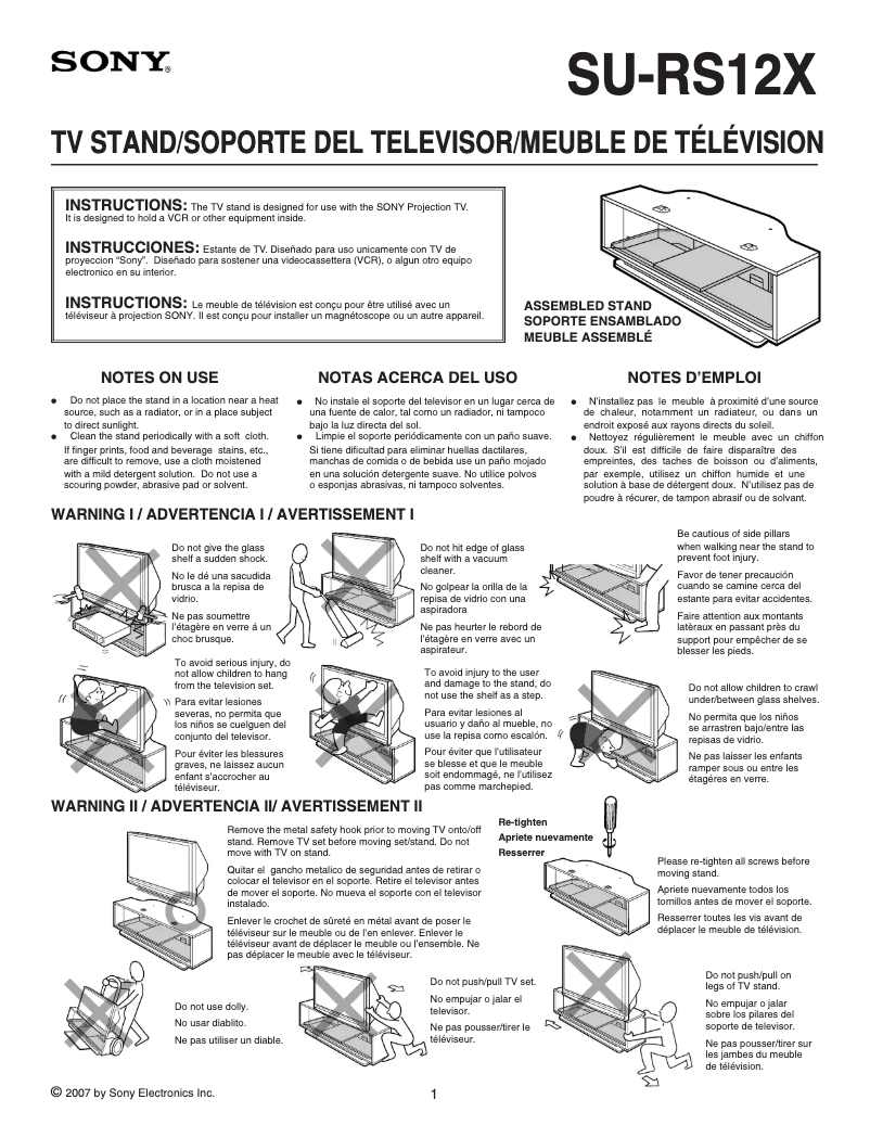 First page image of the manual for KDL-40W3000