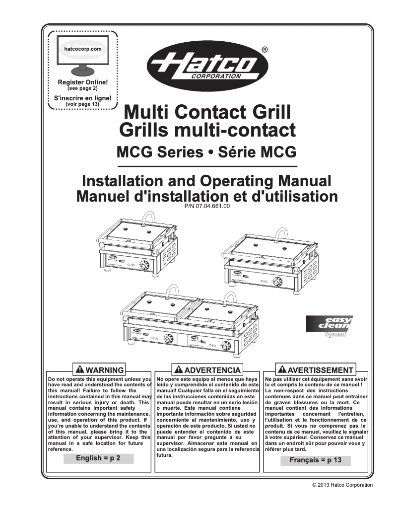 First page image of the manual for MCG14G