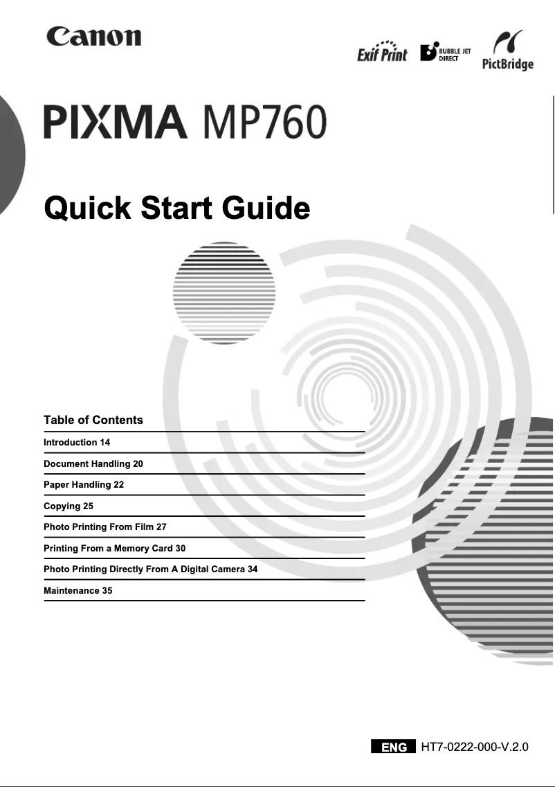 First page image of the manual for Pixma MP760