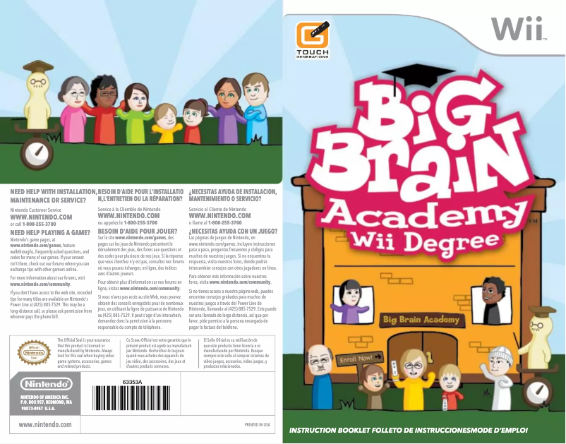 First page image of the manual for Big Brain Academy - Wii Degree (Wii)