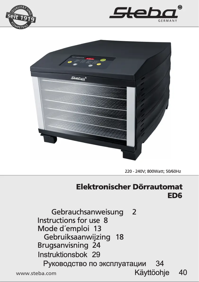 Page 1 of the manual User Manual Steba ED6