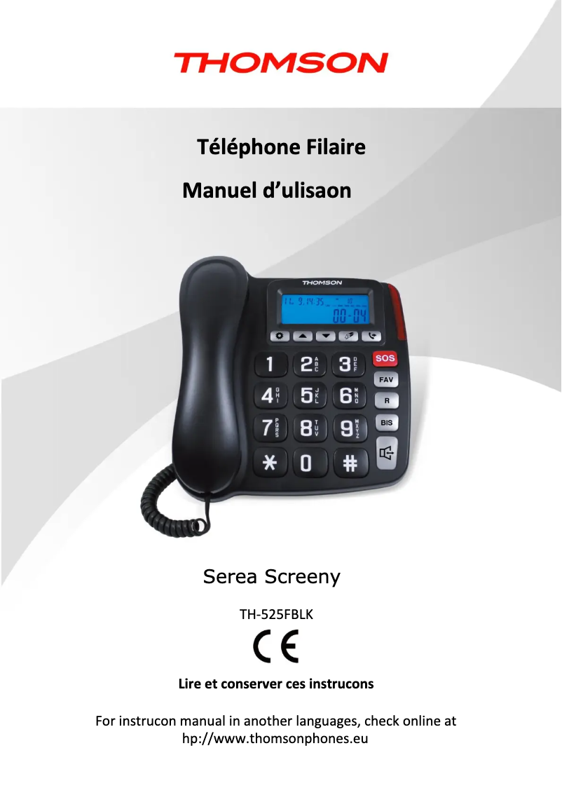 First page image of the manual for Serea Screeny TH-525