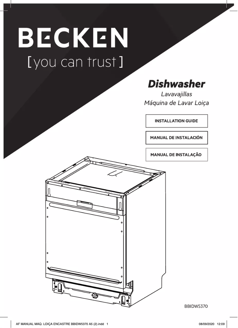 First page image of the manual for BBIDW5370