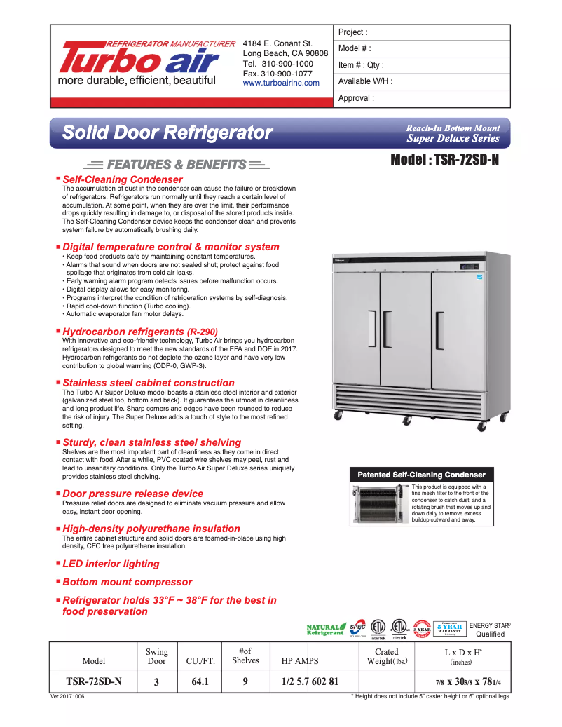 First page image of the manual for TSR-72SD