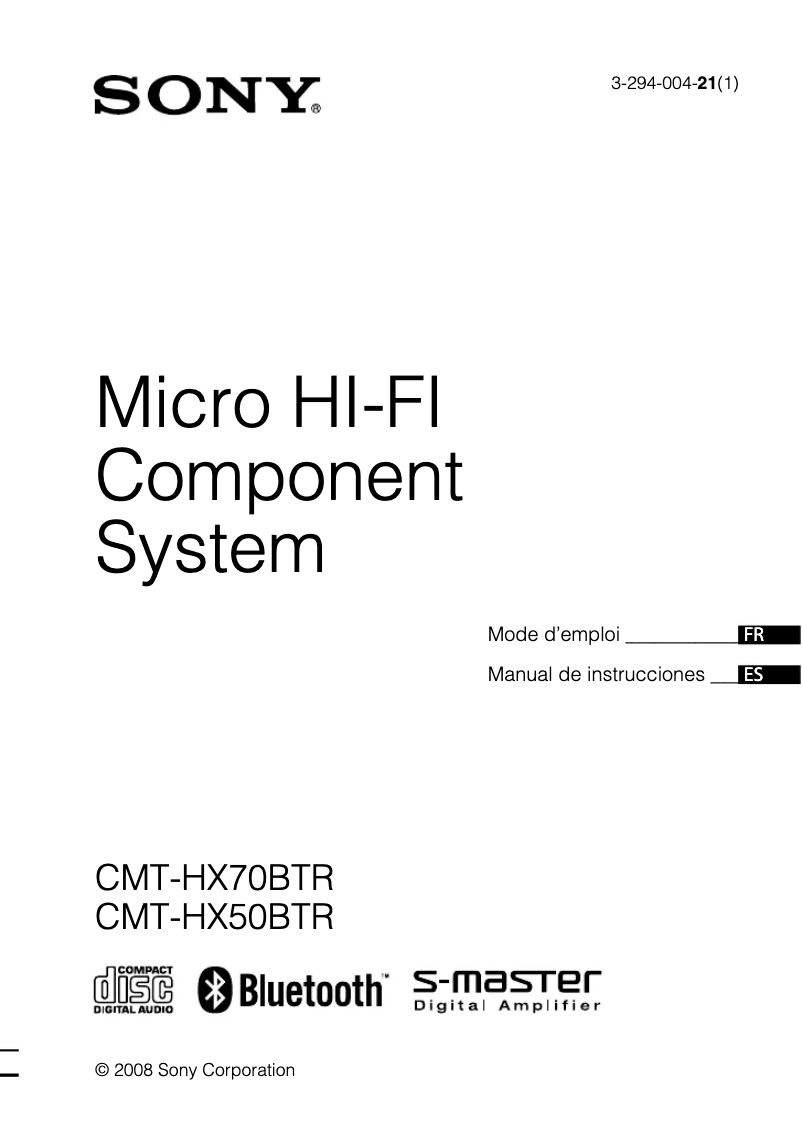 Page 1 of the manual User Manual Sony CMT-HX70BTR