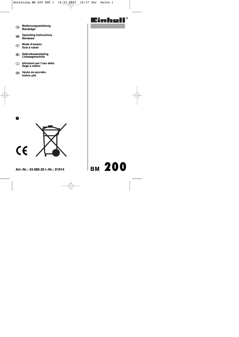Page 1 of the manual User Manual Einhell BM 200