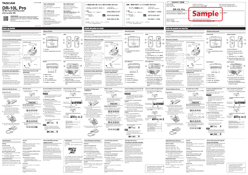 First page image of the manual for DR-10L Pro