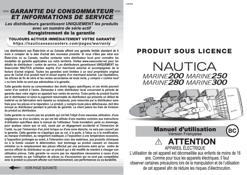 Page 1 of the manual User Manual Nautica NSR 300