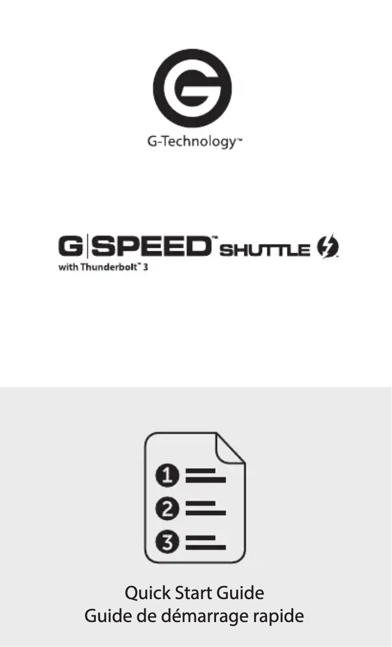 Page 1 of the manual User Manual G-Technology G-SPEED Shuttle with Thunderbolt 3