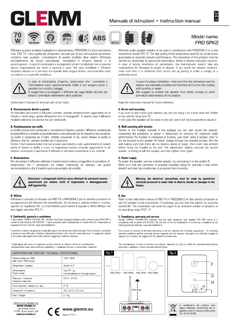 Page 1 of the manual User Manual Glemm FRD SPK2