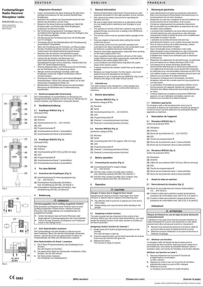 First page image of the manual for BHE325