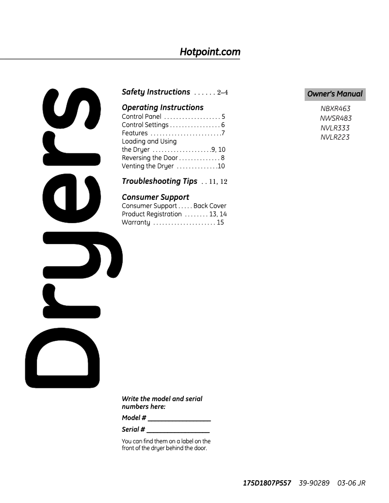 Page 1 of the manual Use and Maintenance Manual Hotpoint NVLR333EECC