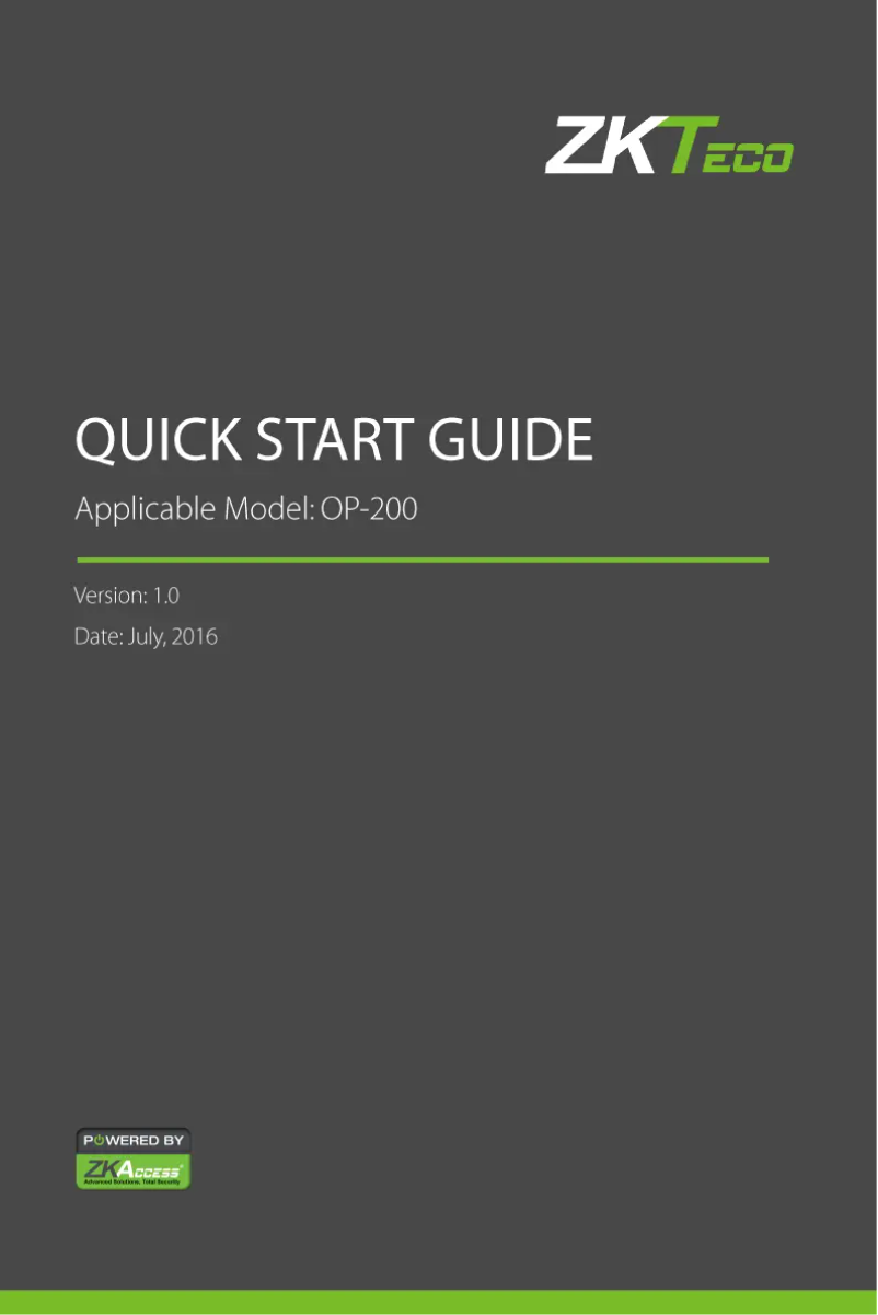 First page image of the manual for OP200