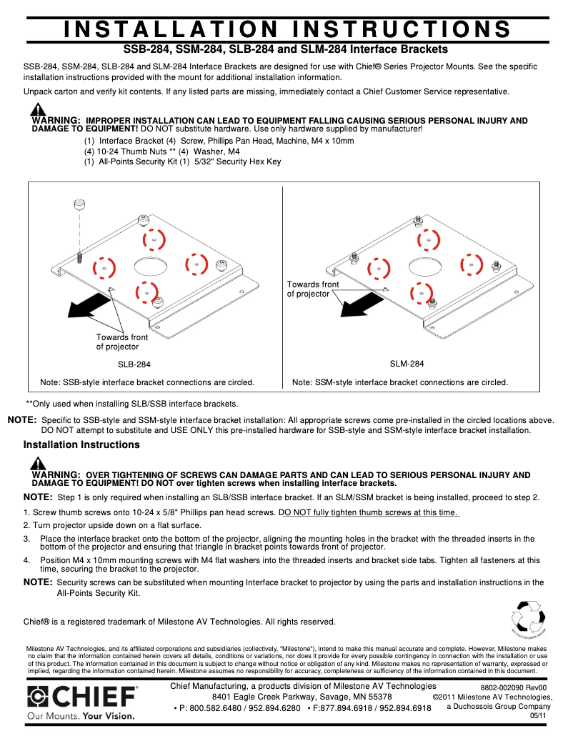 Page 1 of the manual User Manual Chief SLM284