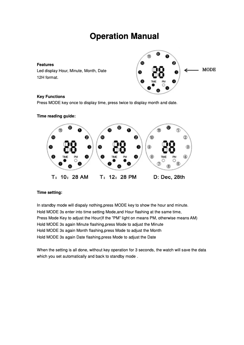 Page 1 of the manual User Manual Skmei 0921A