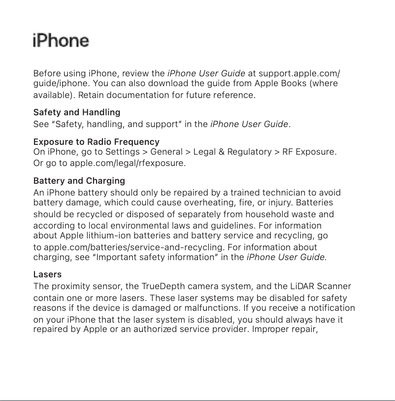 Page 1 of the manual Technical Sheet Apple iPhone 12 Pro Max
