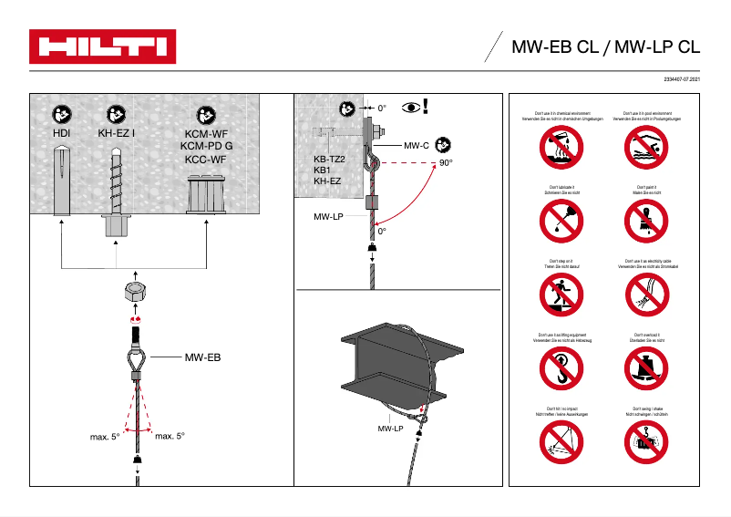 Page 1 of the manual User Manual Hilti MW-LP CL