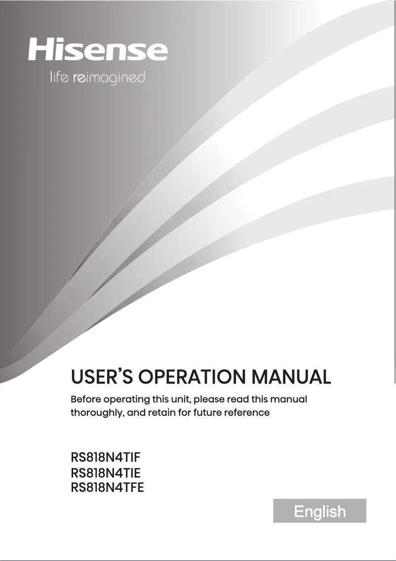 Page 1 of the manual User Manual Hisense RS818N4TIF