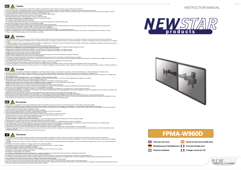 First page image of the manual for FPMA-W960D
