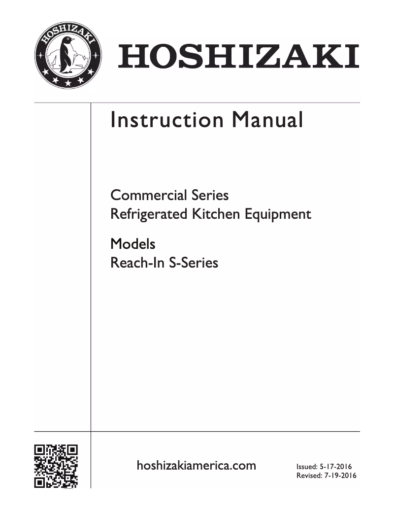Page 1 of the manual Use and Maintenance Manual Hoshizaki Commercial CF1S-FGY