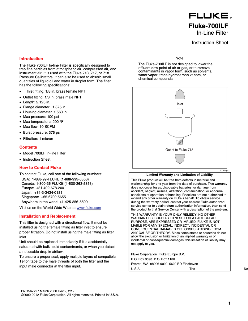 First page image of the manual for 700ILF