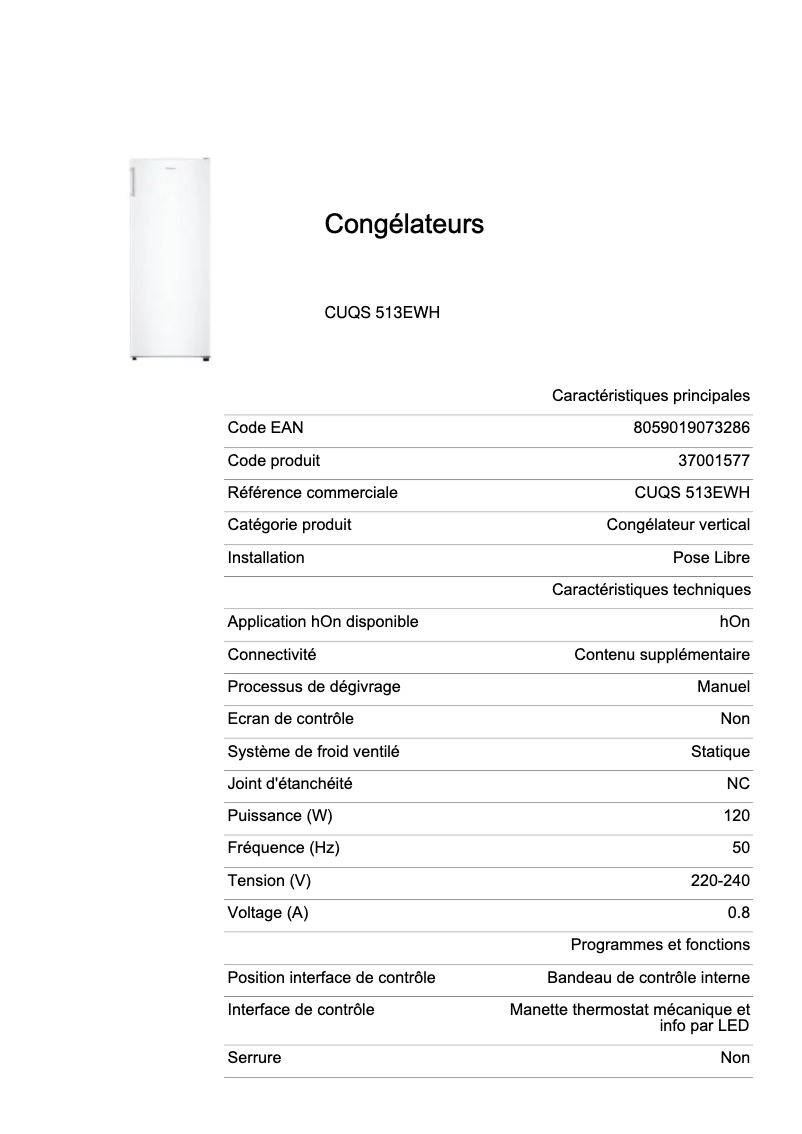 First page image of the manual for CUQS 513EWH