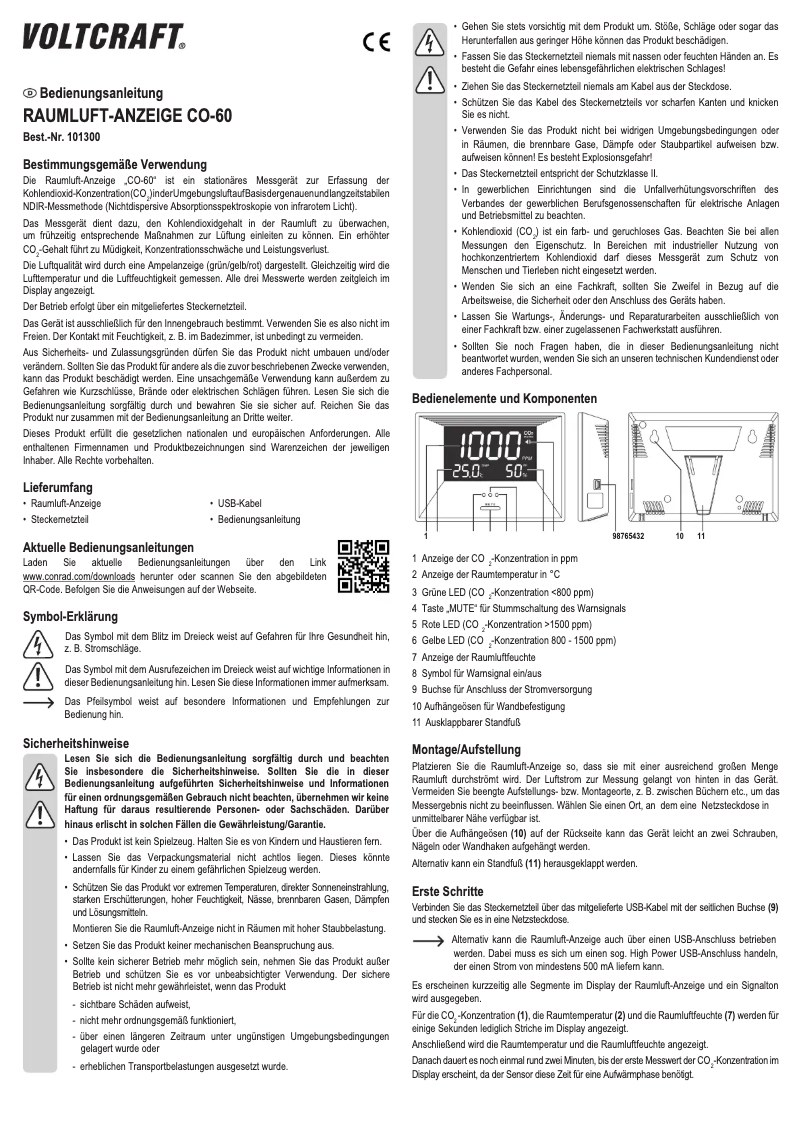 Page 1 of the manual User Manual Voltcraft CO-60