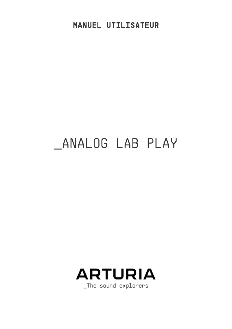 First page image of the manual for Analog Lab Play