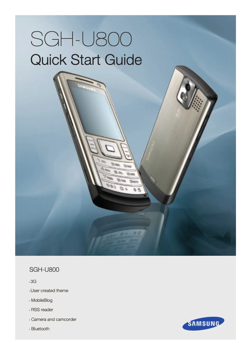 Page 1 of the manual Installation Guide Samsung SGH-U800