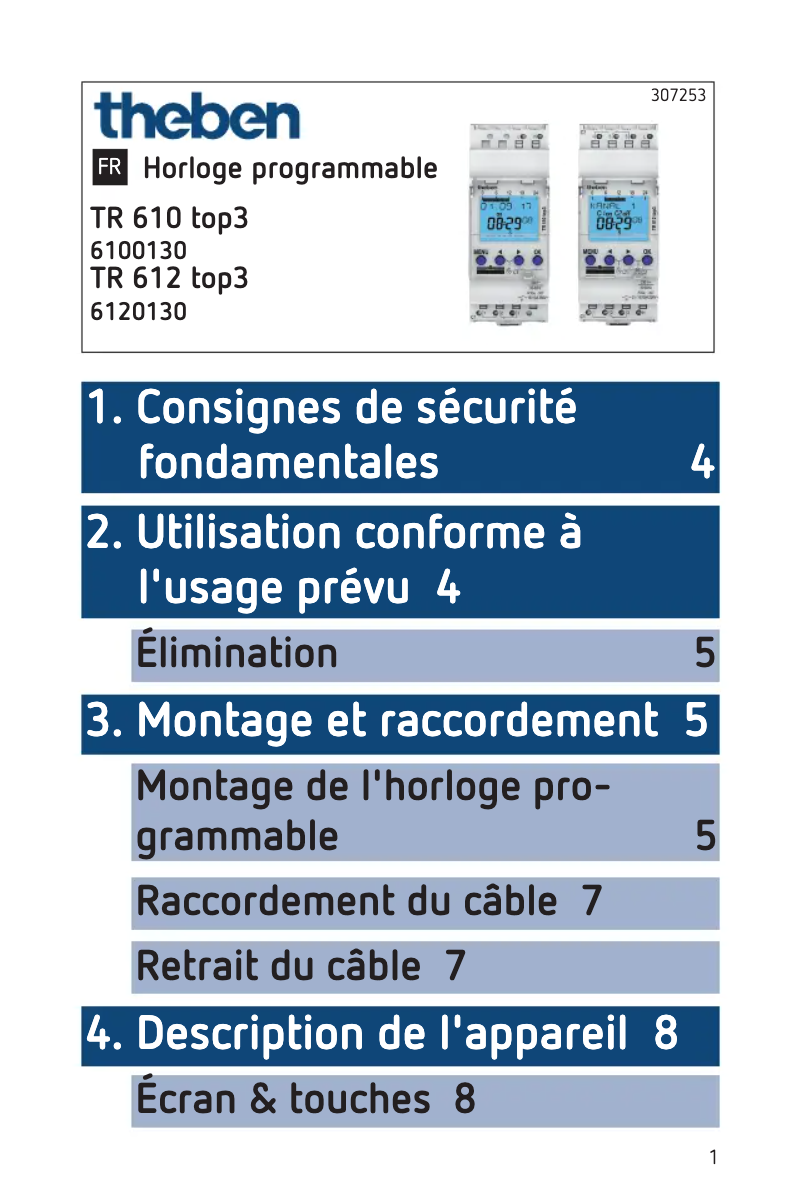 First page image of the manual for TR 612 top3