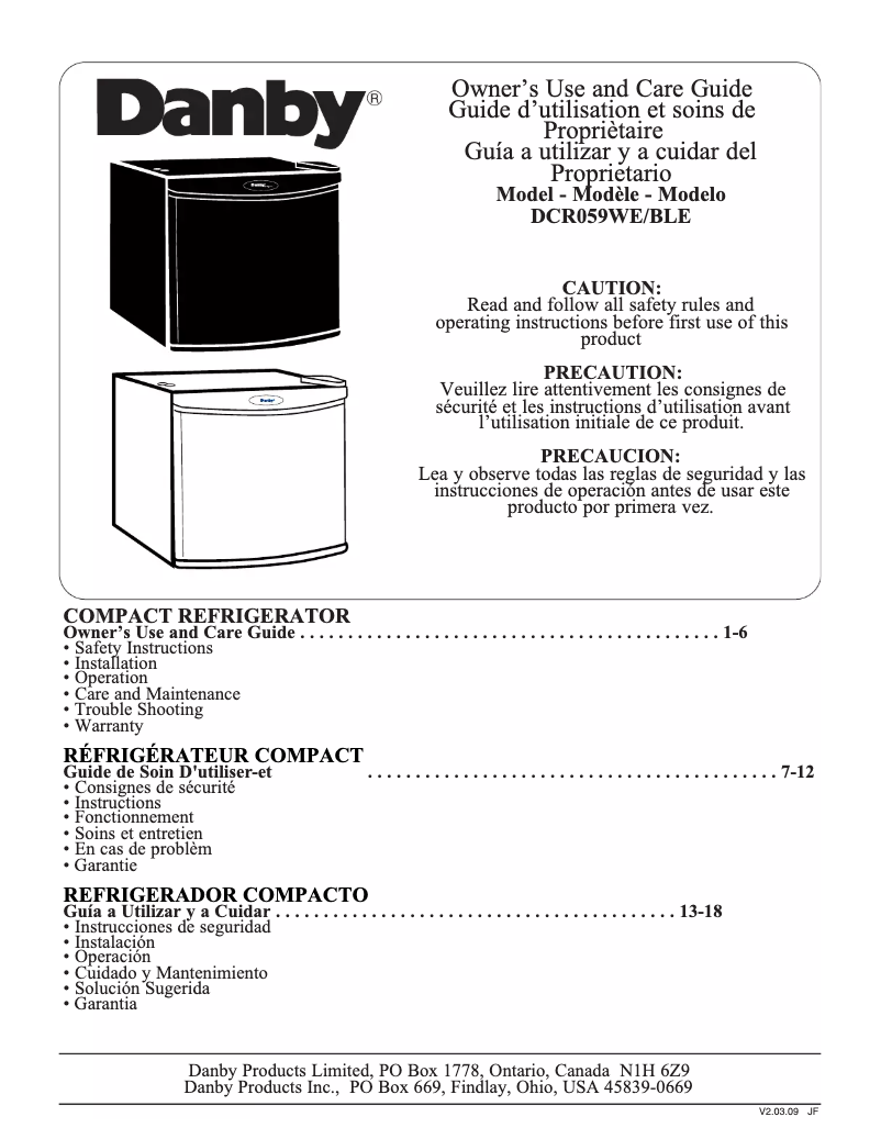 First page image of the manual for DCR059WE