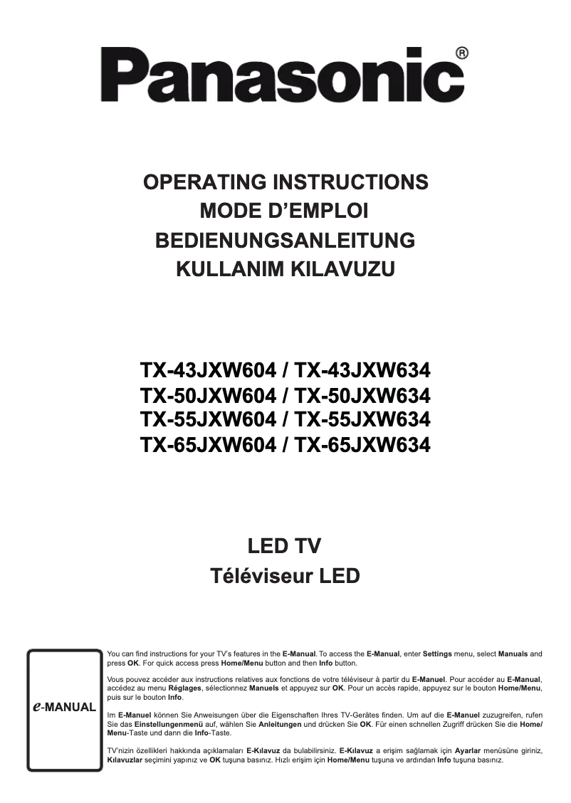 Page 1 of the manual User Manual Panasonic TX-55JXW604