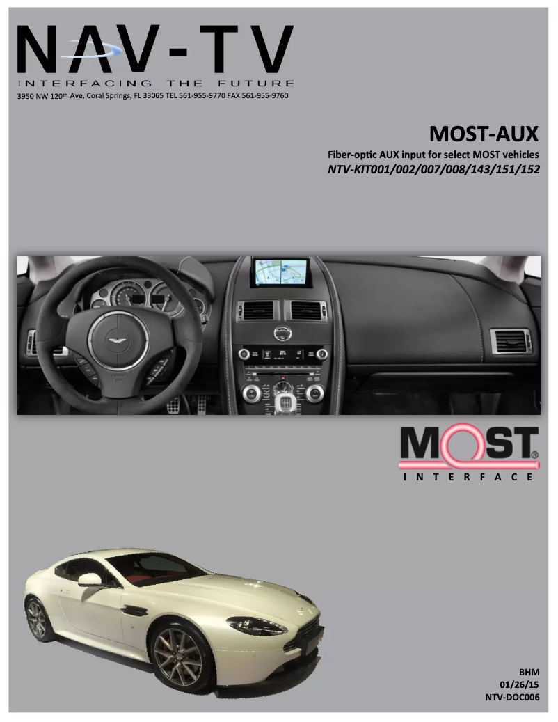 Page 1 of the manual User Manual NAV-TV MOST-AUX NTV-KIT001