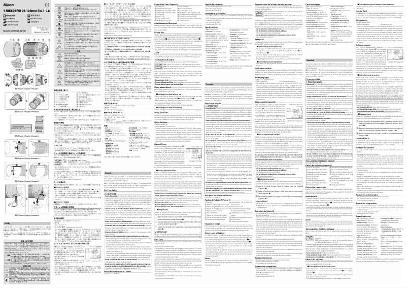 First page image of the manual for Nikkor 1 VR 70-300mm f/4.5-5.6