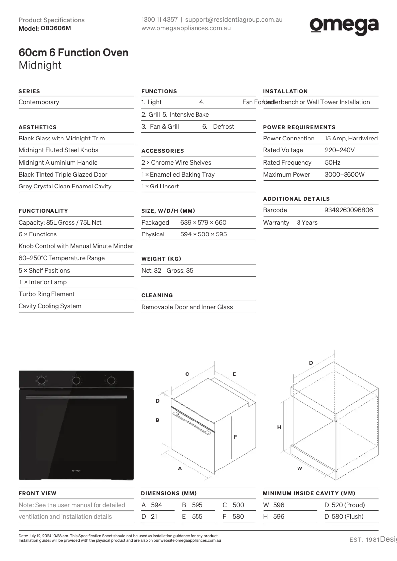 First page image of the manual for OBO606M